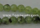 CRU153 15.5 inches 10mm faceted round green rutilated quartz beads