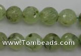 CRU154 15.5 inches 12mm faceted round green rutilated quartz beads