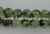 CRU155 15.5 inches 10mm faceted round green rutilated quartz beads