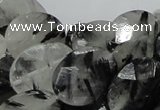 CRU16 15.5 inches 15*20mm faceted oval black rutilated quartz beads