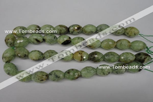 CRU168 15.5 inches 15*20mm faceted rice green rutilated quartz beads