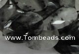 CRU17 15.5 inches 18*25mm faceted oval black rutilated quartz beads