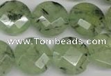 CRU185 15.5 inches 18mm faceted coin green rutilated quartz beads