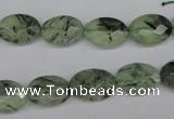 CRU188 15.5 inches 10*14mm faceted oval green rutilated quartz beads