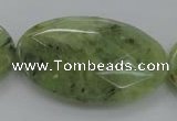 CRU192 15.5 inches 30*50mm faceted oval green rutilated quartz beads