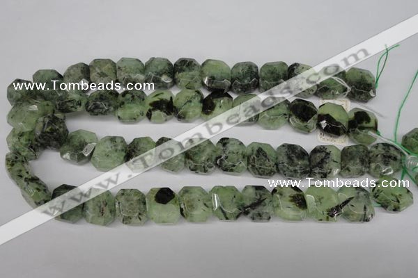 CRU194 Top-drilled 15*17mm faceted rectangle green rutilated quartz beads