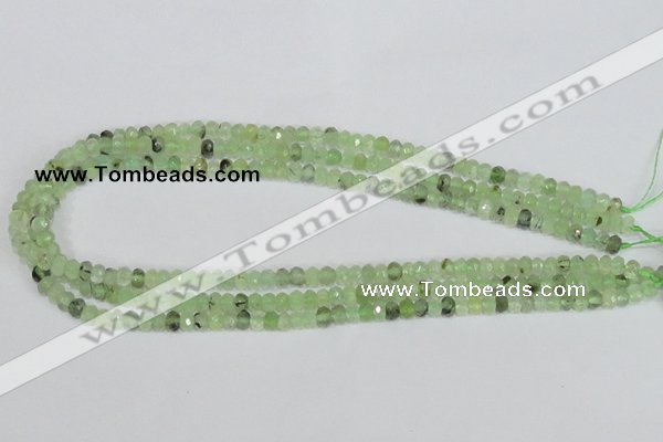 CRU205 15.5 inches 4*6mm faceted rondelle green rutilated quartz beads