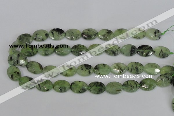 CRU208 15.5 inches 15*20mm faceted oval green rutilated quartz beads