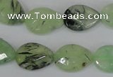 CRU209 13*18mm faceted flat teardrop green rutilated quartz beads