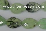 CRU209 13*18mm faceted flat teardrop green rutilated quartz beads