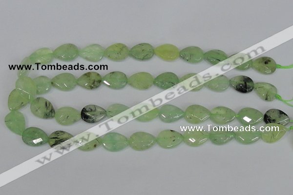 CRU209 13*18mm faceted flat teardrop green rutilated quartz beads