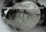 CRU21 15.5 inches 35*50mm faceted oval black rutilated quartz beads