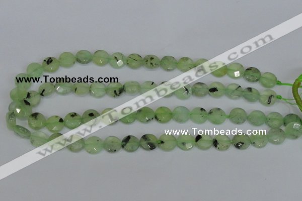 CRU210 15 inches 12mm faceted coin green rutilated quartz beads