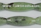 CRU214 15 inches 12*36mm faceted rice green rutilated quartz beads