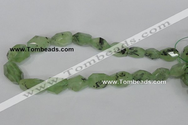 CRU217 12*20mm – 18*25 faceted nuggets green rutilated quartz beads