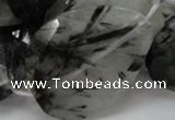 CRU24 15.5 inches 30*40mm faceted freeform black rutilated quartz beads