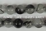 CRU305 15.5 inches 12mm round black rutilated quartz beads