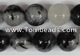 CRU307 15.5 inches 16mm round black rutilated quartz beads