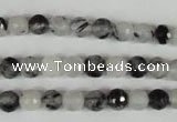 CRU312 15.5 inches 6mm faceted round black rutilated quartz beads