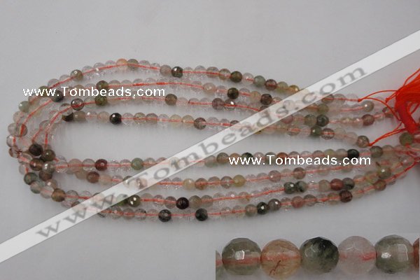 CRU401 15.5 inches 6mm faceted round Multicolor rutilated quartz beads