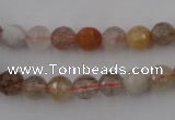 CRU402 15.5 inches 8mm faceted round Multicolor rutilated quartz beads