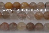 CRU403 15.5 inches 10mm faceted round Multicolor rutilated quartz beads