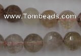 CRU405 15.5 inches 14mm faceted round Multicolor rutilated quartz beads