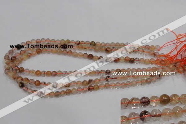 CRU452 15.5 inches 6mm round Multicolor rutilated quartz beads