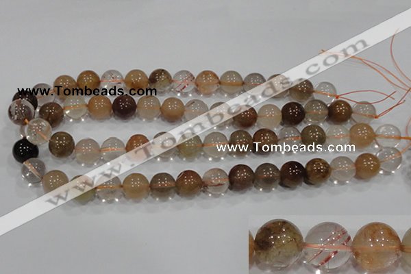 CRU457 15.5 inches 14mm round Multicolor rutilated quartz beads