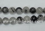 CRU50 15.5 inches 4mm round black rutilated quartz beads wholesale