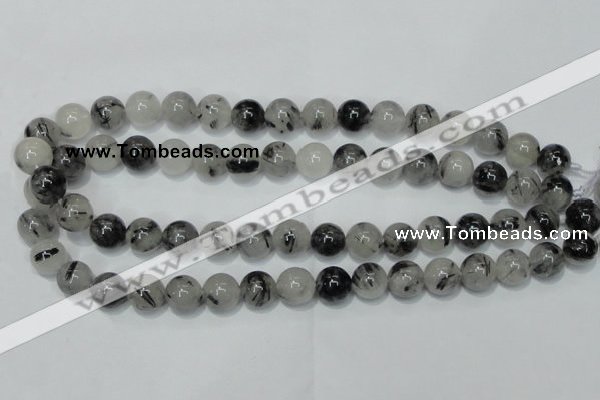 CRU50 15.5 inches 4mm round black rutilated quartz beads wholesale