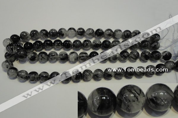 CRU504 15.5 inches 12mm round black rutilated quartz beads wholesale