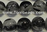 CRU506 15.5 inches 16mm round black rutilated quartz beads wholesale