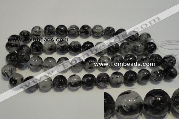 CRU506 15.5 inches 16mm round black rutilated quartz beads wholesale