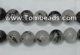 CRU51 15.5 inches 6mm round black rutilated quartz beads wholesale