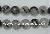 CRU52 15.5 inches 8mm round black rutilated quartz beads wholesale