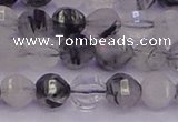 CRU521 15.5 inches 6mm faceted round black rutilated quartz beads