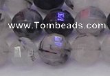 CRU523 15.5 inches 10mm faceted round black rutilated quartz beads