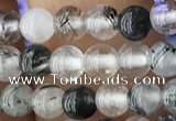 CRU535 15.5 inches 4mm round black rutilated quartz beads wholesale