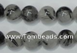 CRU55 15.5 inches 14mm round black rutilated quartz beads wholesale