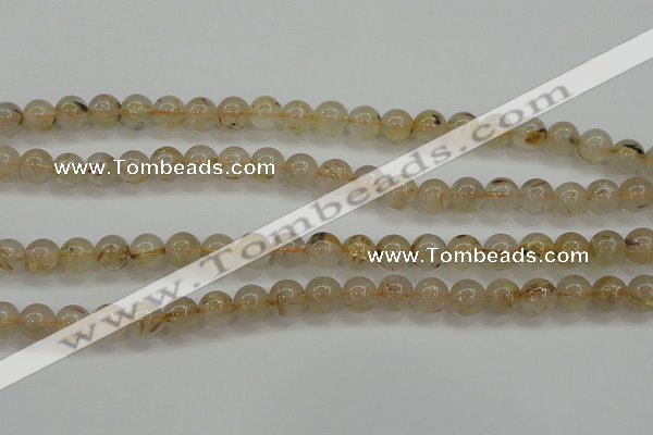 CRU552 15.5 inches 8mm round golden rutilated quartz beads