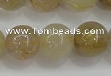 CRU555 15.5 inches 14mm round golden rutilated quartz beads