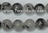 CRU56 15.5 inches 16mm round black rutilated quartz beads wholesale