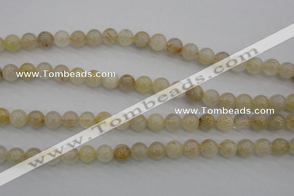 CRU582 15.5 inches 8mm round golden rutilated quartz beads