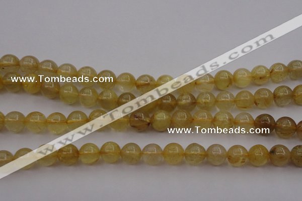 CRU603 15.5 inches 9mm round golden rutilated quartz beads