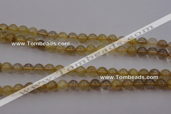 CRU612 15.5 inches 8mm round golden rutilated quartz beads