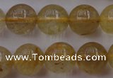 CRU613 15.5 inches 10mm round golden rutilated quartz beads