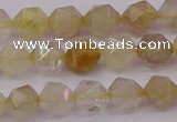 CRU621 15.5 inches 6mm faceted nuggets golden rutilated quartz beads