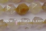 CRU624 15.5 inches 12mm faceted nuggets golden rutilated quartz beads