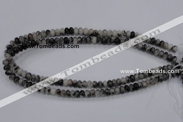 CRU63 15.5 inches 5*8mm rondelle black rutilated quartz beads